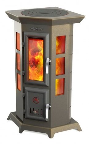 Печь-камин TMF Статика Квинта чугунная дверца черная бронза в Калининграде